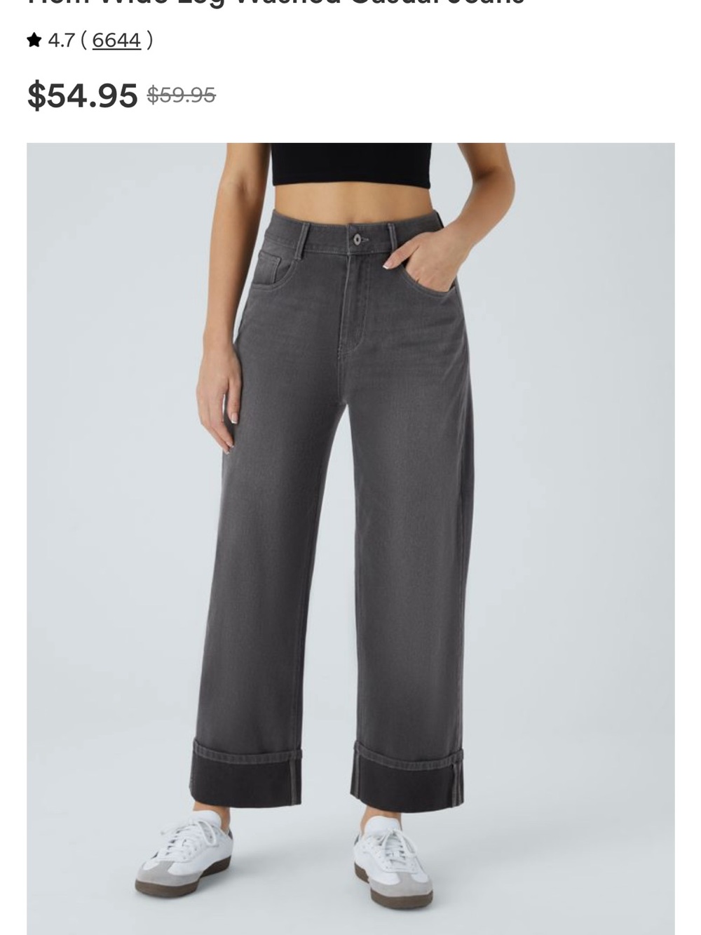 BNWT HALARA Wide-Leg Washed Bright Grey Jeans XL